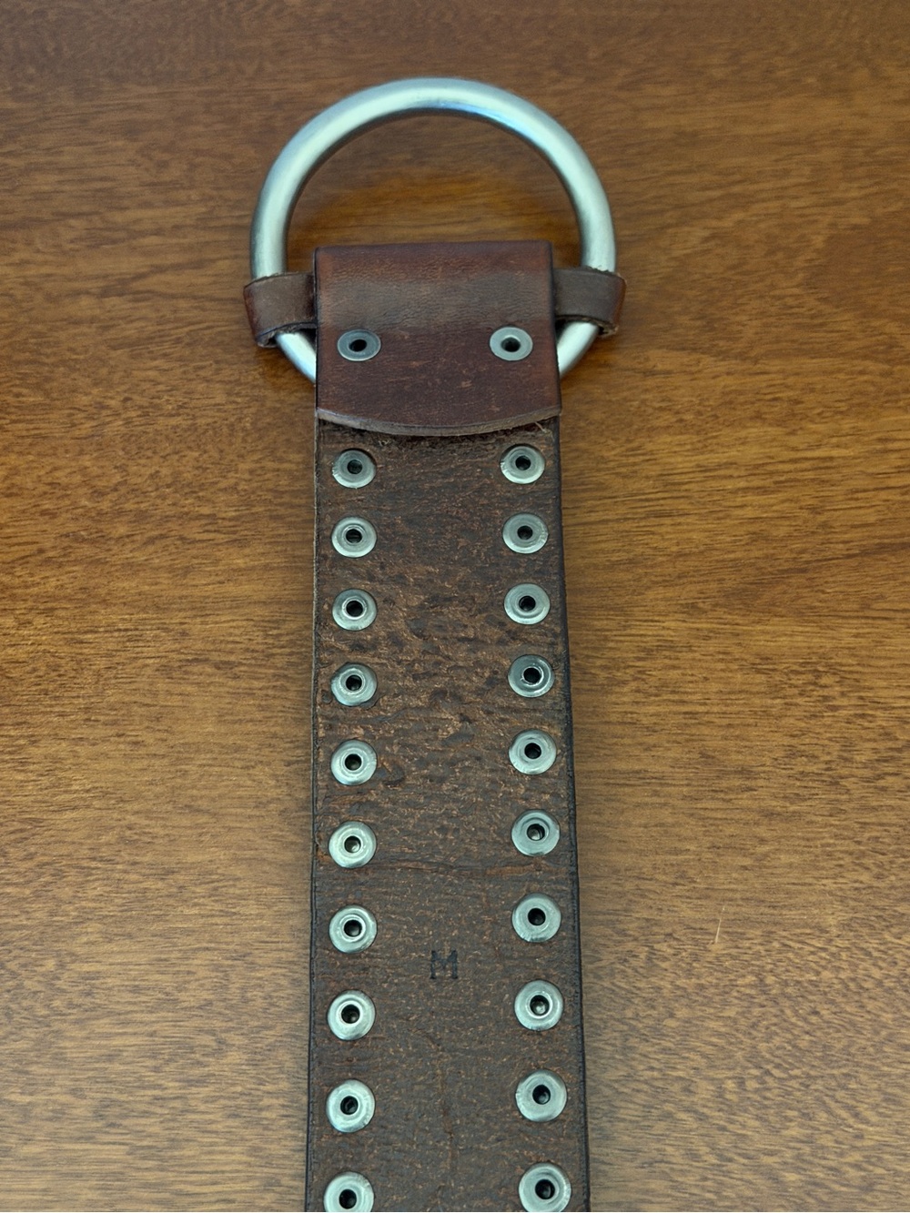 J. Crew Brown Leather Belt with Silver Studs & Round-Buckle - Picture 2 of 2
